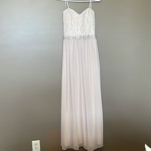 Strapless chiffon lace and beaded gown. Never worn. With tags. Size 9